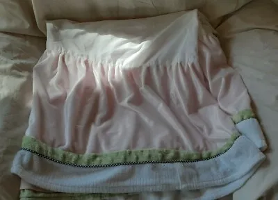 $15.99 • Buy Kidsline Pink White Green Nursery Crib Skirt Ladybug Dragonfly Velour Chenille