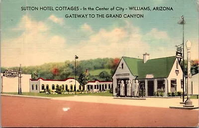 Linen Postcard Sutton Hotel Cottages In Williams Arizona • $8