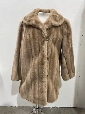 Vintage Tissavel Faux Fur/Leather Ladies Coat Large From France ILGWU Union Made • $25