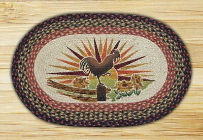 $46.99 • Buy Braided Rug 20 X 30 Inch Rooster Country Primitive Decor Earth Rugs Jute
