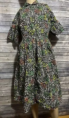 Vintage Wash And Wear Dress Multicolor Half Sleeve Made In USA • $27.99