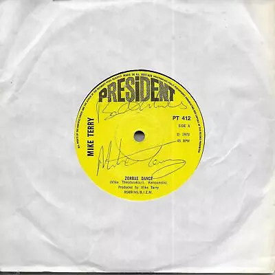 Mike Terry  Zorbas Dance Autographed / Signed On Record + Free Postcard UK 45 7  • £2.99