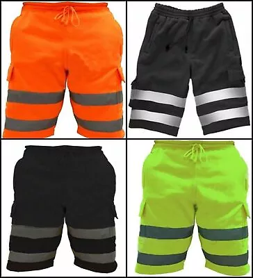 Mens Hi Viz Vis Safety Shorts High Visibility Reflective Work Wear Short S - 5XL • £9.99