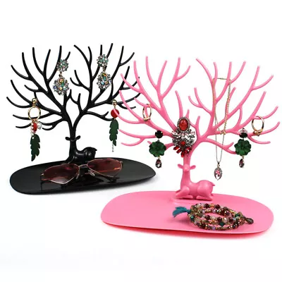Jewelry Display Deer Tree Stand Rack Earring Necklace Ring Holder Tray Decor UK • £4.62
