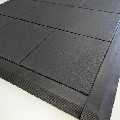 Interlocking Rubber Gym Mat Floor Tiles 90cm X 90cm X 14mm & Edge Strips • £9.95