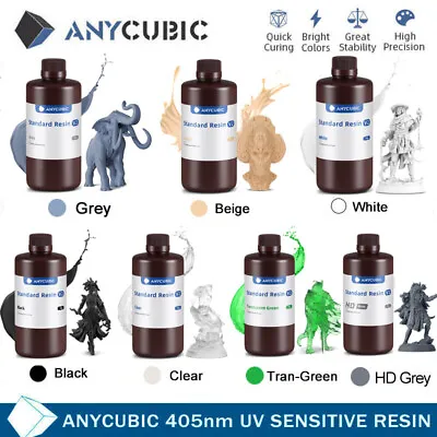 ANYCUBIC 3D Printer Resin LCD UV Curing 405nm Photopolymer Standard Resin V2 • $31.34