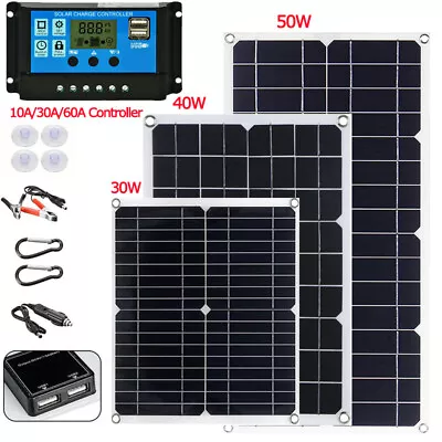 50W Flexible Solar Panel Kit 30A/60A Battery Charger Controller Caravan Boat • £29.99