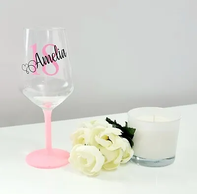 £11.99 • Buy Personalised Birthday Large Square Glitter Wine Glass Gift  18th 21st 30th 40th