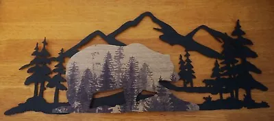 WOOD BEAR FOREST METAL MOUNTAIN SCULPTURE SIGN Rustic Lodge Cabin Home Decor NEW • $24.95