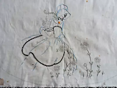 Vintage 1930's Bucilla Embroidery 7402 Bib Apron Of Sun Bonnet Girl ( Started) • $14