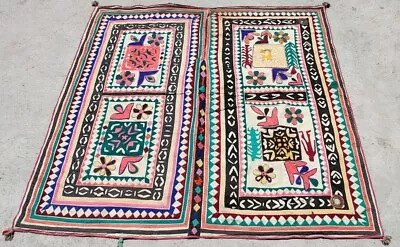 65  X 59  Vintage Rabari Boho Embroidery Ethnic Tapestry Tribal Wall Hanging • $0.99