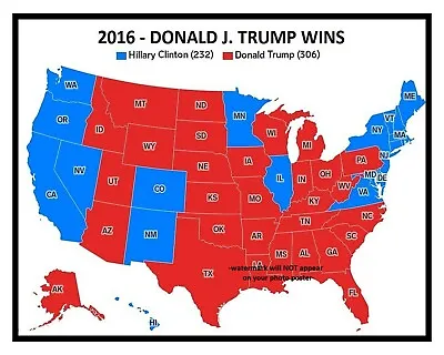 8x10 Donald Trump Official Election Results PHOTO Map Poster 2016 TRUMP WINS • $13.88