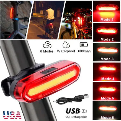 LED Bicycle Tail Light Rechargeable USB Bike Rear Cycling Warning Light 6 Modes • $6.90