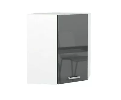 £114.95 • Buy Kitchen Corner Unit Wall Cabinet Cupboard 600mm 60cm Soft Close Grey Gloss Luxe