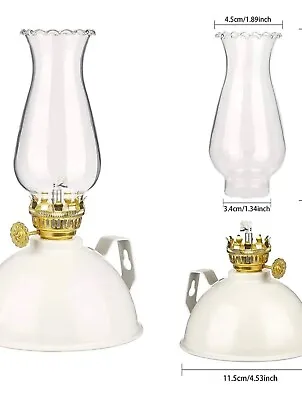 Oil Lamp Glass Kerosene Lantern- Lamplight Classic Oil Lamp White Camping Garden • £18