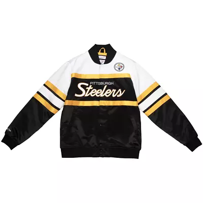 Mitchell & Ness Special Script Heavyweight Satin Football Jacket Mens Black Casu • $37.55