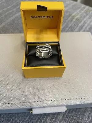 Marco Bicego Goa 5 Diamonds 18k White Gold Ring Size J • $2019.94