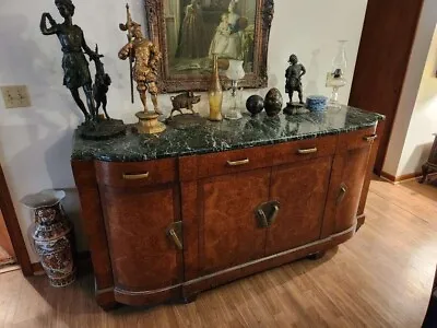 Antique Art Deco Large French Italian Buffet Credenza Marble Top Free Shipping! • $1999