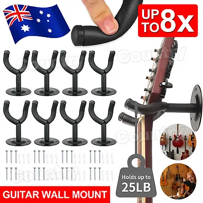 $10.95 • Buy Upto 8x Guitar Wall Mount Hanger Padded Holder Hook Keeper Bass Ukulele Banjos