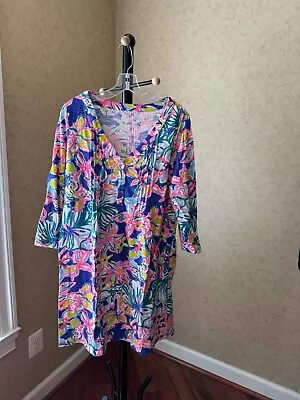 Lilly Pulitzer Women's Cotton 3/4 Sleeve  Dress Printed - Size L Pre-Owned • $46.99
