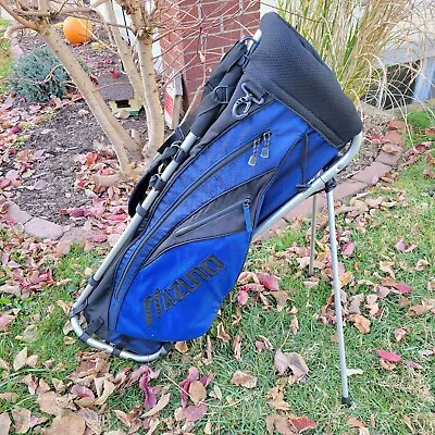 Mizuno Golf Stand Bag 4 Way Metal Frame Blue / Black Double Shoulder Strap • $112.95