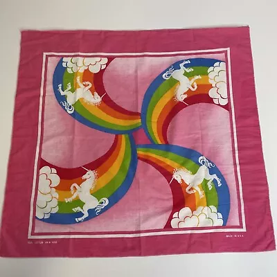 $18.99 • Buy Vintage Unicorns Bandana Rainbow USA Pride Handkerchief 21  Square Cotton LGBTQ