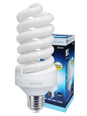 Warm White 35W = 175W Energy Saving Spiral Light Bulb Edison Screw E27  • £4.99