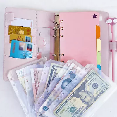 A6 Pockets Notebook Budget Binder Cover 6-Ring Loose Leaf Envelope Diary Book ♧⚽ • $17.90