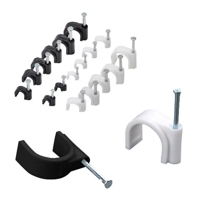 £3.79 • Buy Round Cable Clips Wall 3.5mm 4mm 5mm 6mm 7mm 8mm 9mm 10mm White Black Nail Plugs