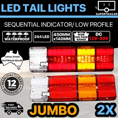 $66.95 • Buy 2X 244 LED Tail Lights Truck Trailer Ute Caravan Stop Indicator Rear LAMP 12-30V