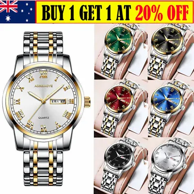 Men's Luxury Watches Stainless Steel Luminous Quartz Business Wrist Watch AU • $17.99