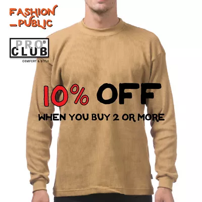 Proclub Pro Club Men's Heavyweight Thermal Long Sleeve T Shirt Casual Waffle Tee • $15.99