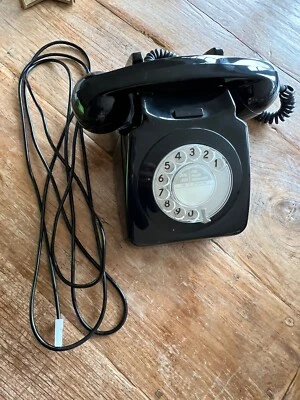 GPO Rotary Dial Telephone 746 Black BT Socket Retro • £0.99