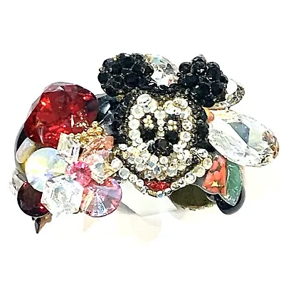 Vintage 1983 Wendy Gell Jeweled Mickey Mouse Cuff Bracelet Signed • $395