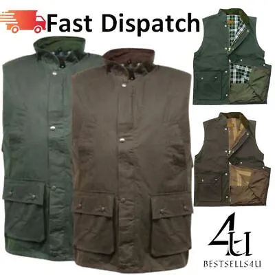 Mens Game Classic Wax Gilet Hiking Hunting Shooting Quilted Bodywarmer S-3XL UK • £29.90