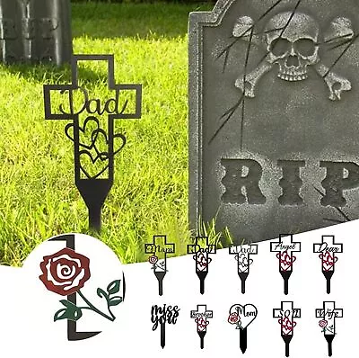 Cemetery Memorial Cross Stake For Missing Relatives Thoughts And Memorial Gifts • $14.59