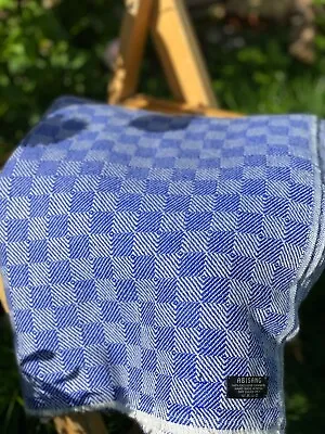 £70 • Buy Pure Cashmere Blankets Throws Nepalese Handmade Throws Black And Blue Check