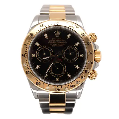 Rolex Daytona Cosmograph 40mm 18k & Steel Men's Oyster Black Dial Watch 116523 • $27017.48