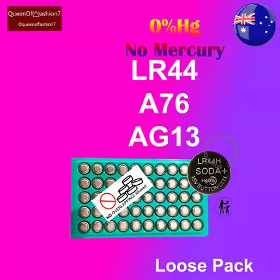 100/50/1 X LR44 Loose Battery A76/AG13 1.5V Alkaline Batteries Button 0%Hg👍🇦🇺 • $3.07