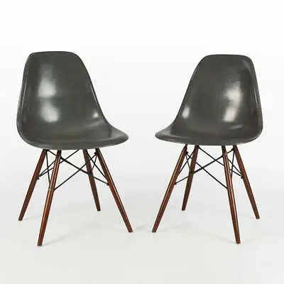 Herman Miller Eames Chairs Elephant Grey Pair Original Vintage DSW Dining Shells • £775