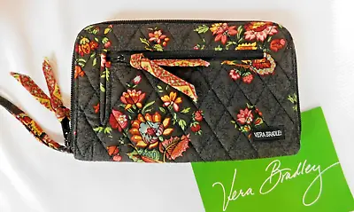 VERA BRADLEY Zip Around Wallet Wristlet - Chocolat Brown Floral - Perfect Cond. • $36.95