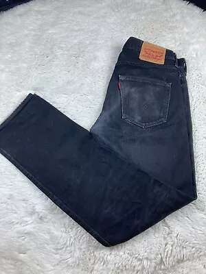 LEVIS 501 BLACK DENIM JEANS MENS BUTTON FLY SIZE 31x31 • $24.99