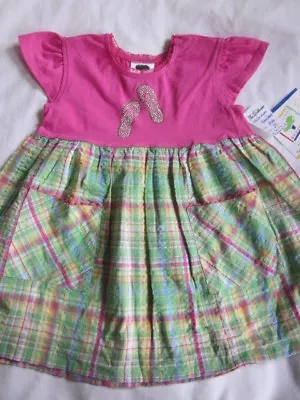 Mulberribush Baby Toddler Girl Pink Knit W/ Seersucker Plaid Dress Sz 24 Mo NWT • $8.69