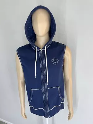 True Religion Men's Vest Full Zip Hoodie Logo Blue Size S • $35