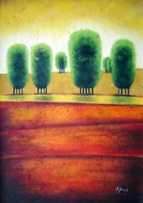 36x24 Red Soil Oil Painting Modern Landscape Tree • $72
