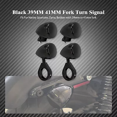 4x All Black Front Rear LED Turn Signal Light 39 41mm Fork Fit For Sportster FL • $19.94