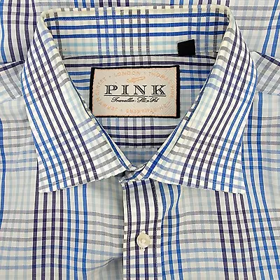 Thomas Pink Traveler Slim Fit Long Sleeve Button Men's Shirt Size 17 43 Cm • $24.95