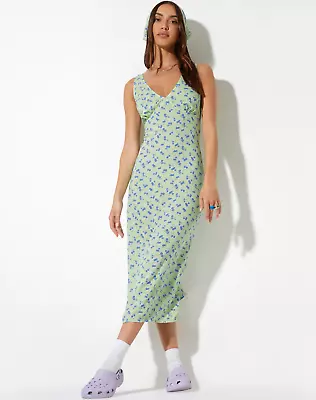 MOTEL ROCKS Lisheva Dress In Lime Floral (MR54.2) • $19.17