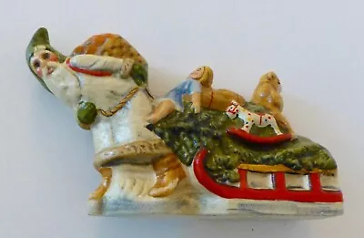 $400 • Buy Vaillancourt Folk Art Chalkware SANTA PULLING SLEIGH W/TREE & BEAR Ltd Ed Of 200