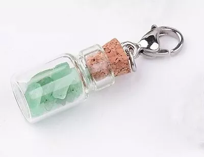 Charm Clip On Glass Bottle W/ Rocks Bracelet Necklace Zipper Keyring  • $2.98